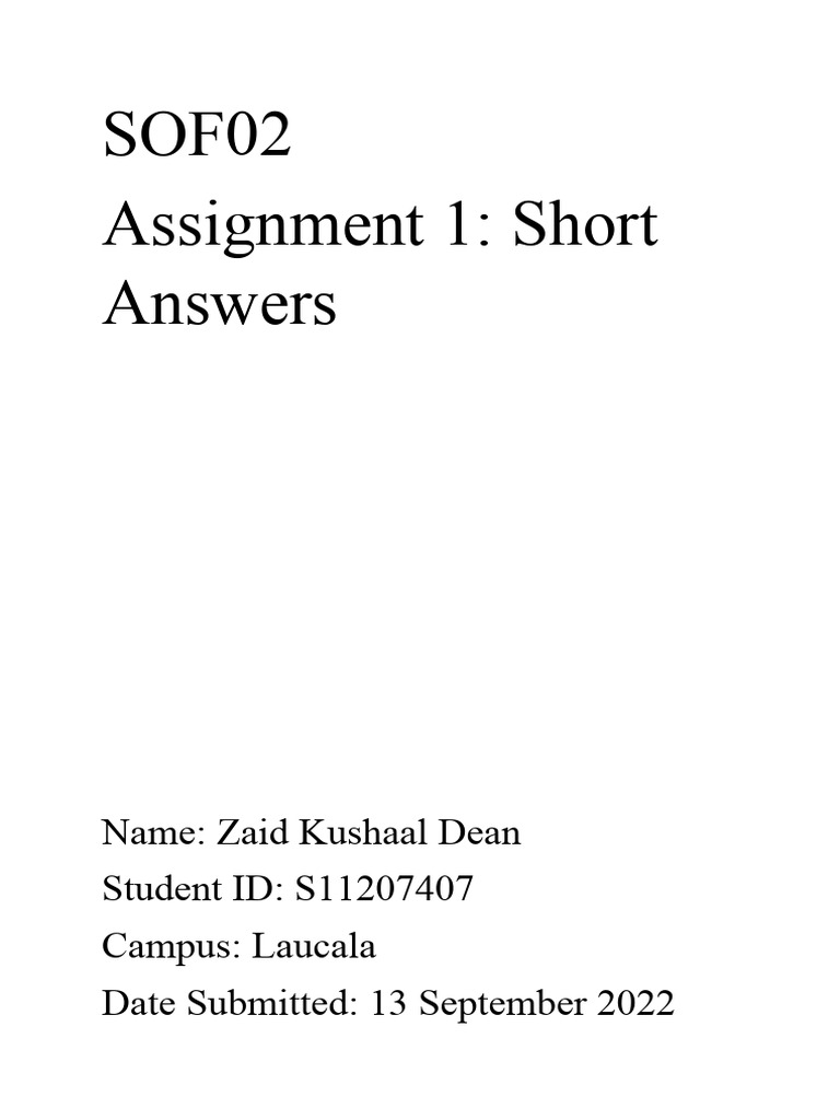 SOF02 Assignment 1 | PDF