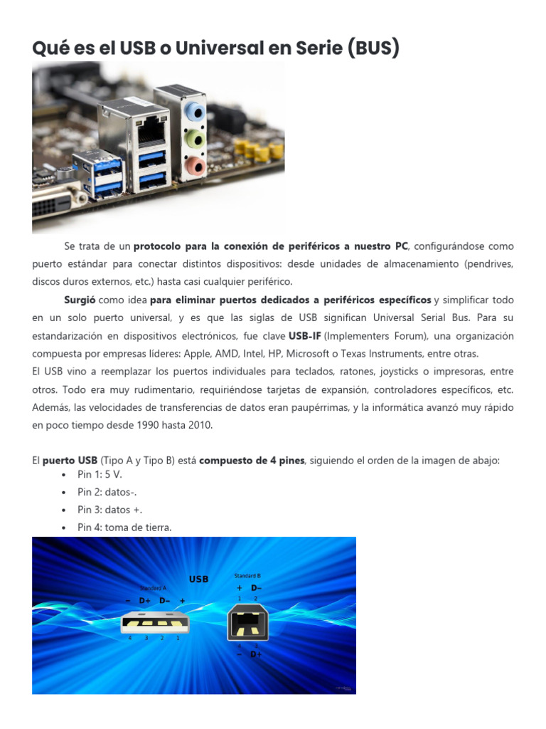Características y tipos de USB | PDF | USB | Memoria USB