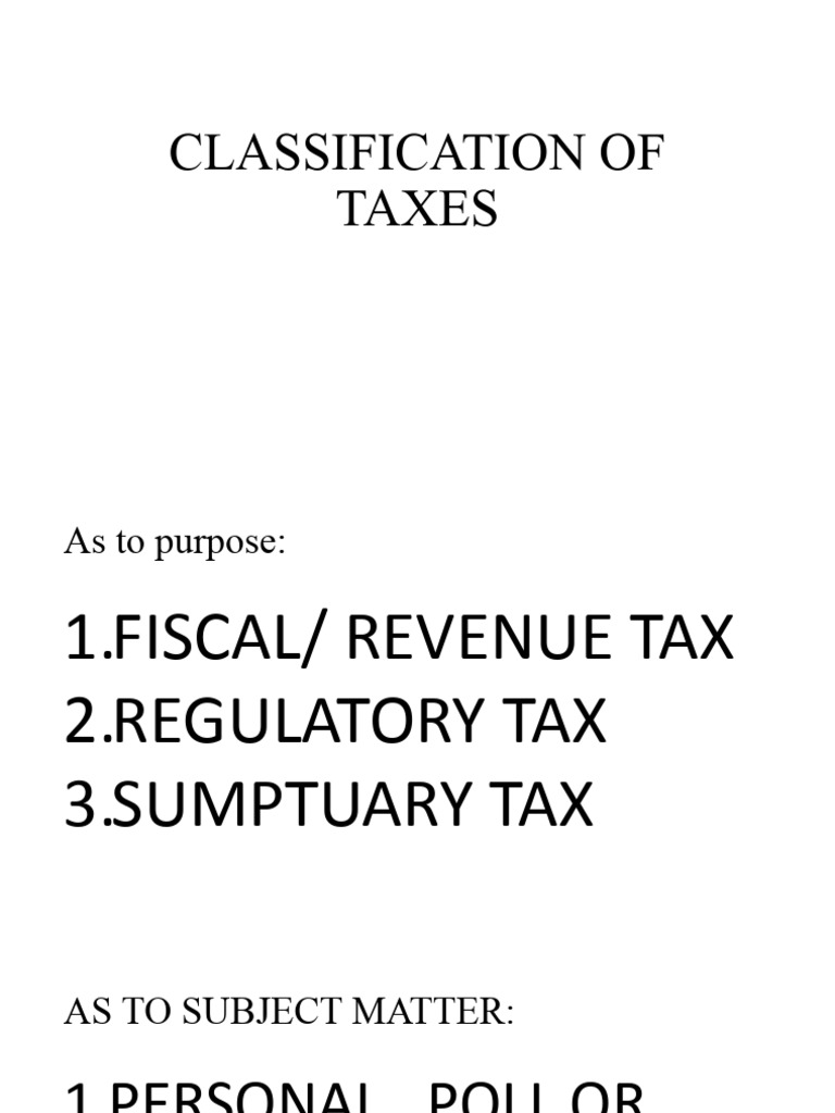 Classification of Taxes PDF