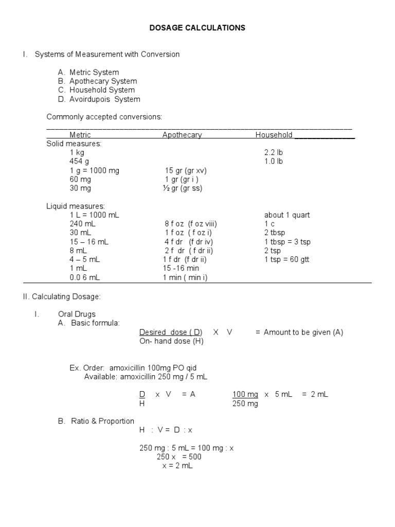 Drug Calculations | PDF | Pharmaceutical Sciences | Pharmacy