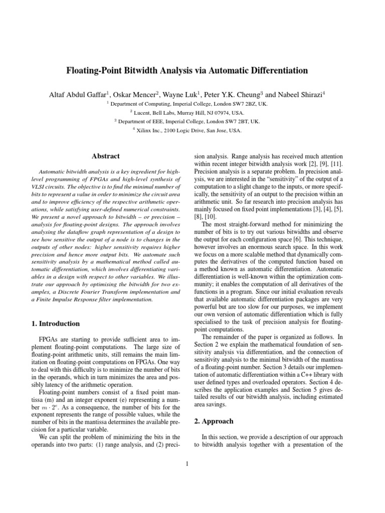FloatingPoint Bitwidth Analysis Via Automatic Differentiation PDF