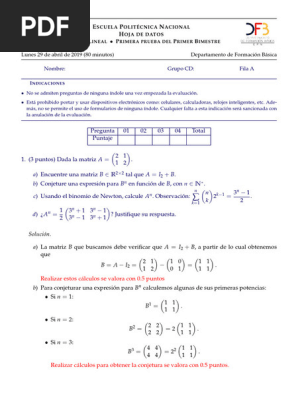Primera Prueba de Álgebra Lineal 2019 | PDF
