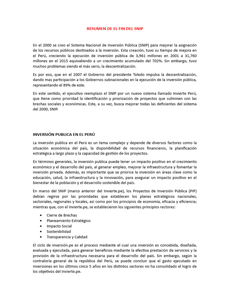 Resumen de El Fin Del Snip | PDF