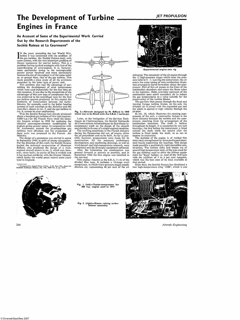 Development of Jet Turbine Engines in France | PDF | Gas Turbine | Jet ...