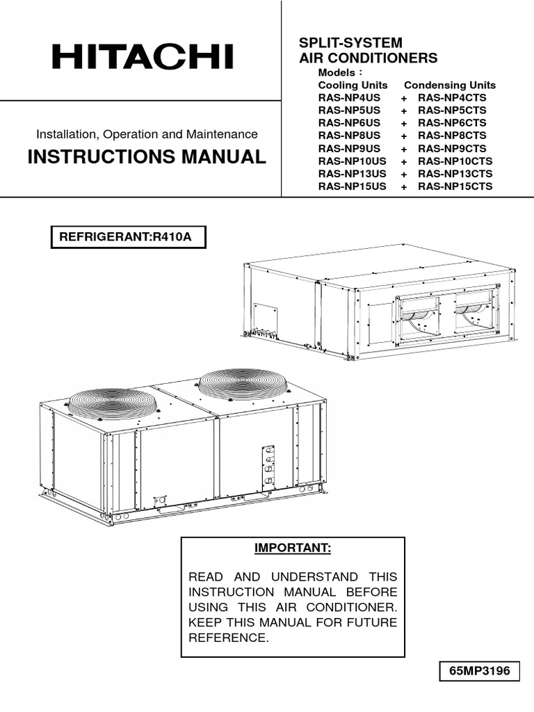Hitachi Split-System AC Manual | PDF | Home & Garden