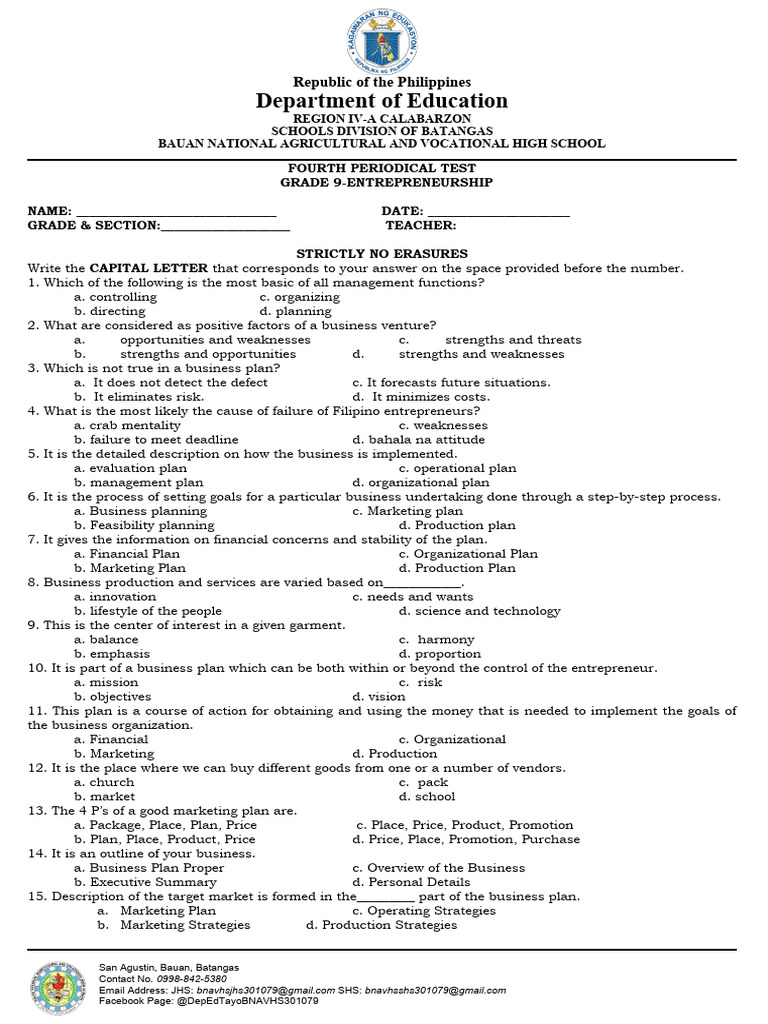 4th Quarter QuarterEntrep PDF