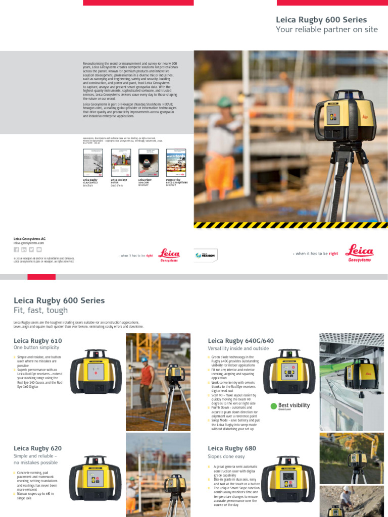 Leica - Rotatting Laser Rugby 600 Series Brochure | PDF | Calibration ...