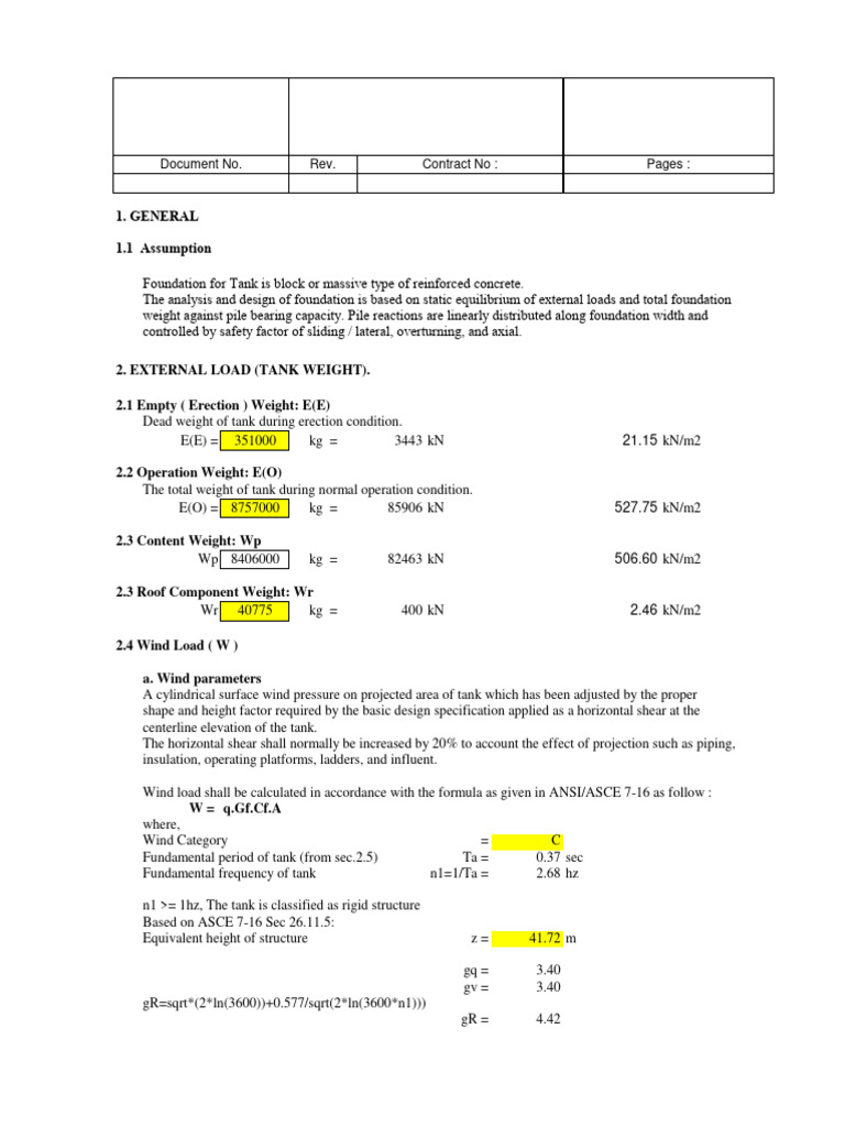 Wind and Seismic Load For Tank Based On 2 | PDF