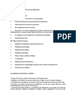 Actividades Realizadas en Los Servicios