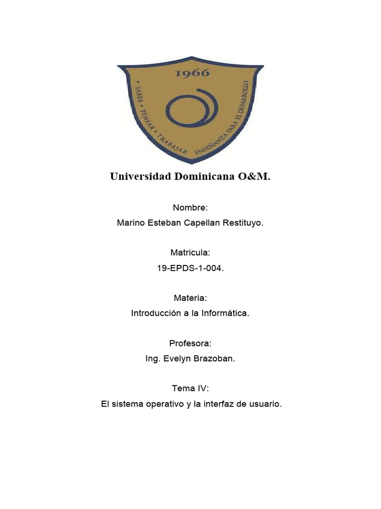 Tema Iv El Sistema Operativo y La Interfaz de Usuario PDF Hardware