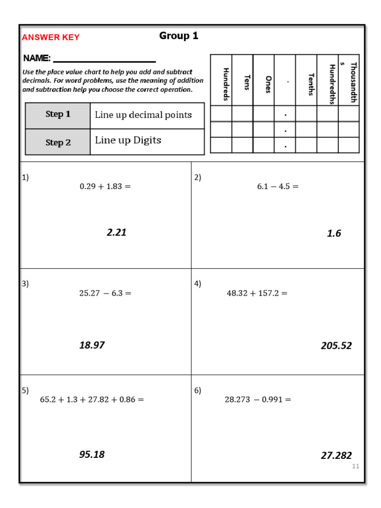 Sub Plan File Answer Key | PDF | Subtraction | Mathematics