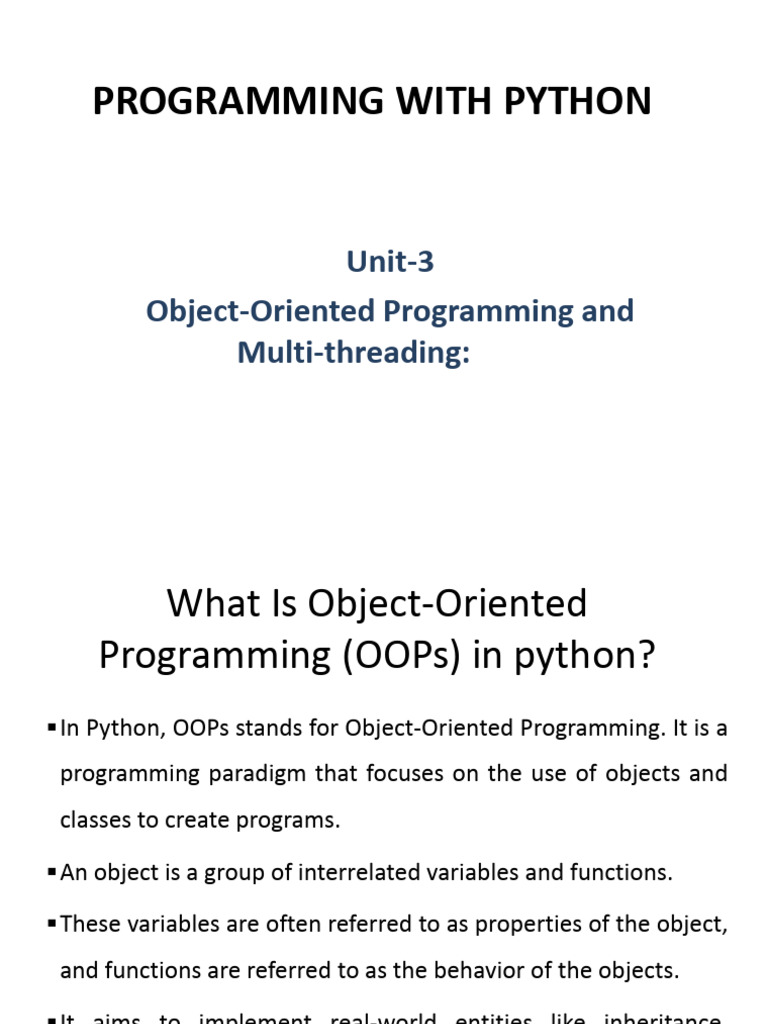 Unit-3_OOP in python_Updated | PDF | Method (Computer Programming ...
