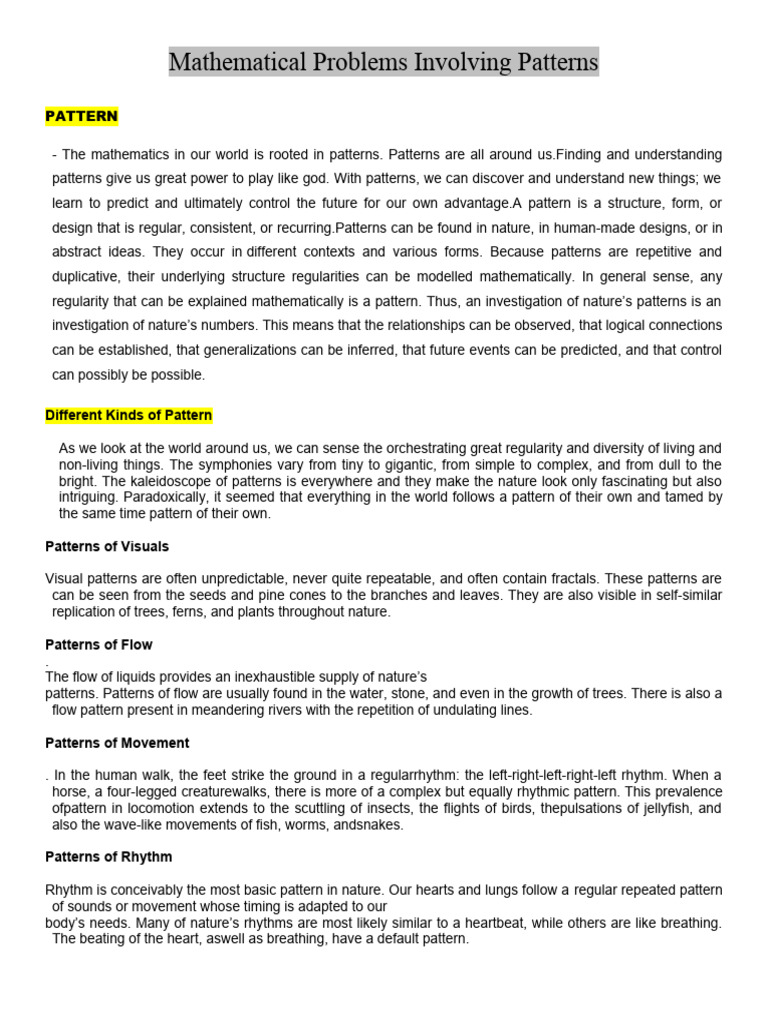Mathematical problems involving patterns pdf pattern symmetry