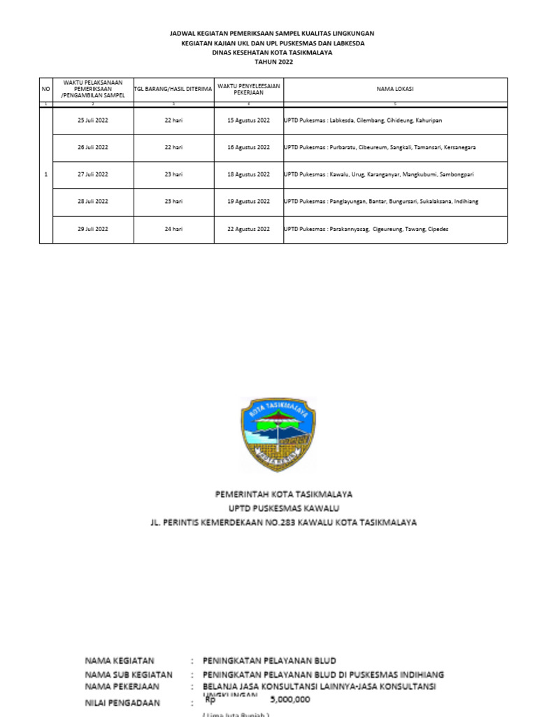 Spj Ukl Upl 2022 Puskesmas Kawalu Pdf