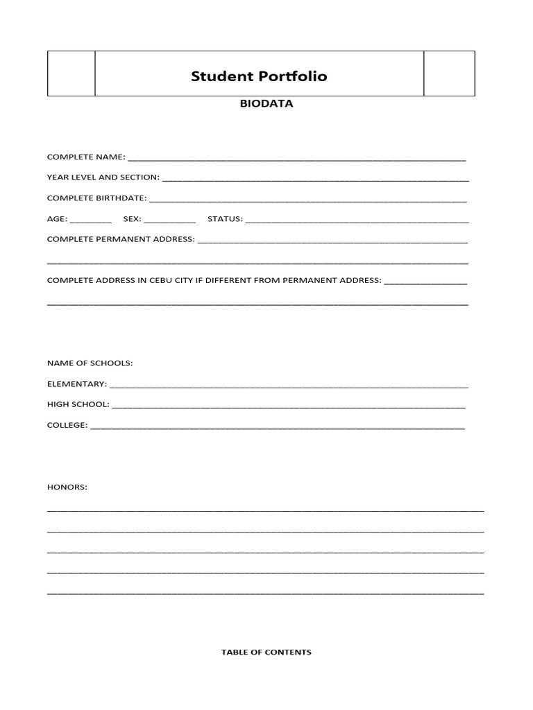 Student Portfolio PDF