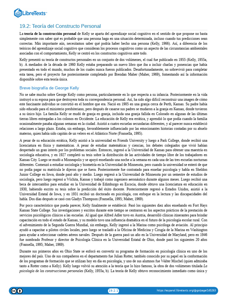 19.2: Teoría Del Constructo Personal: Breve Biografía de George Kelly ...