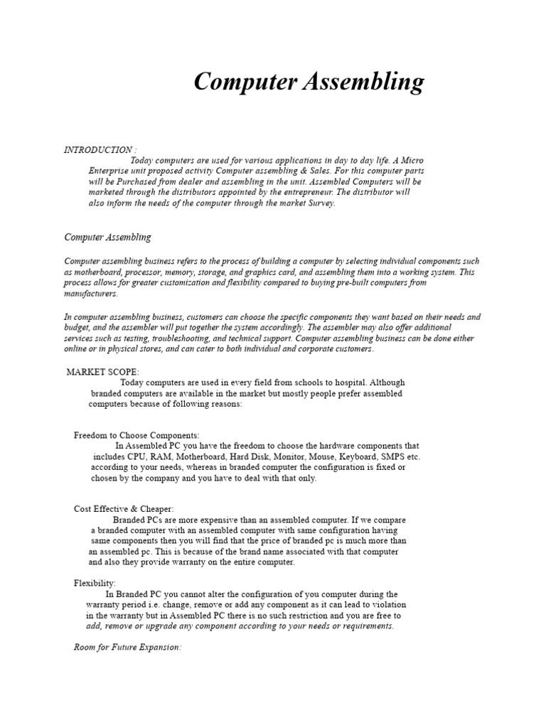 Computer Assembling PDF Personal Computers Depreciation