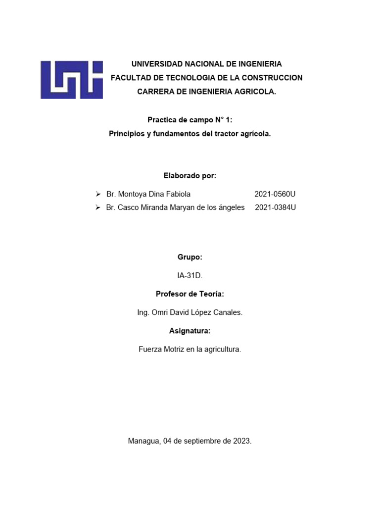 Informe practica 1 fm pdf tractor agricultura