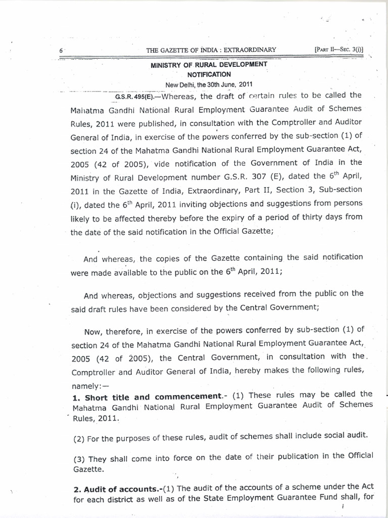MGNREGS Audit of Scheme Rules, 2011 | PDF