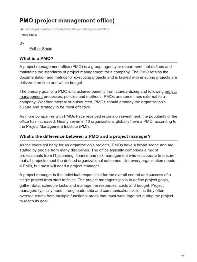 Understanding PMO Roles and Benefits | PDF | Agile Software Development ...
