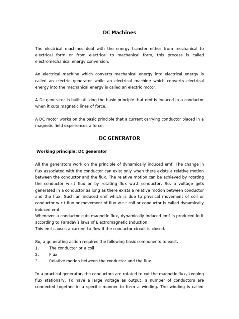 Dc machines notes pdf electromagnetic induction electric generator