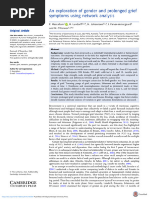 An Exploration of Gender and Prolonged Grief Symptoms Using Network Analysis