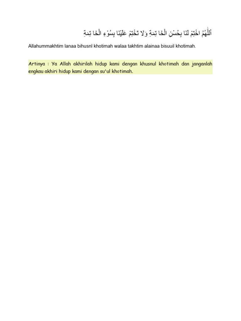 Doa Husnul Khotimah PDF