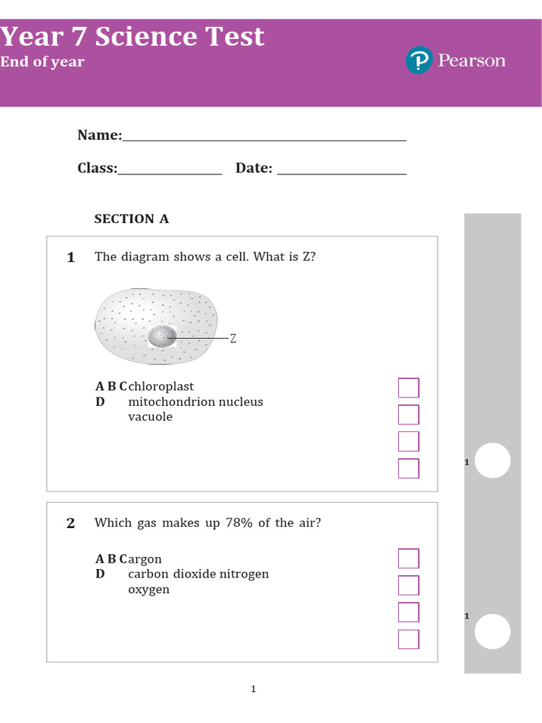Year 7 Science Test Questions and Answers | PDF