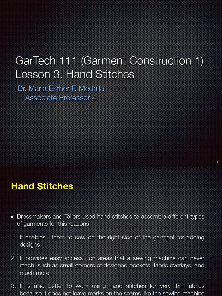 Types of Permanent Hand Stitches | PDF | Business | Home & Garden