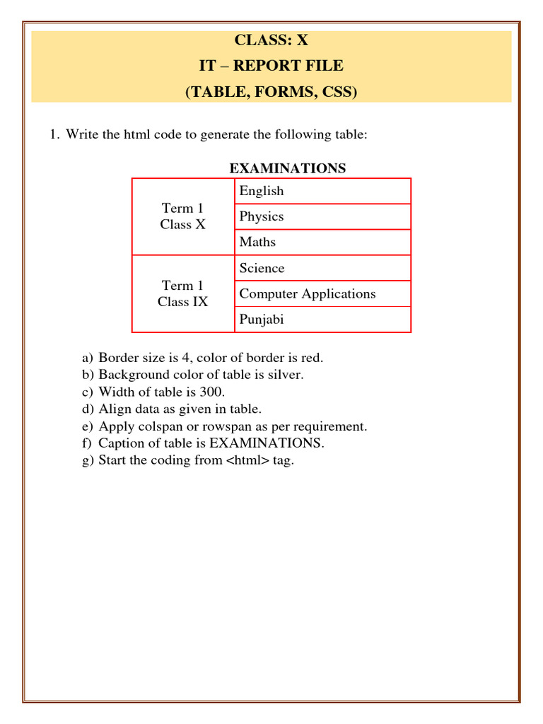 IT Report File - Part 2 (Table, Form and CSS) | PDF | Html | Software ...