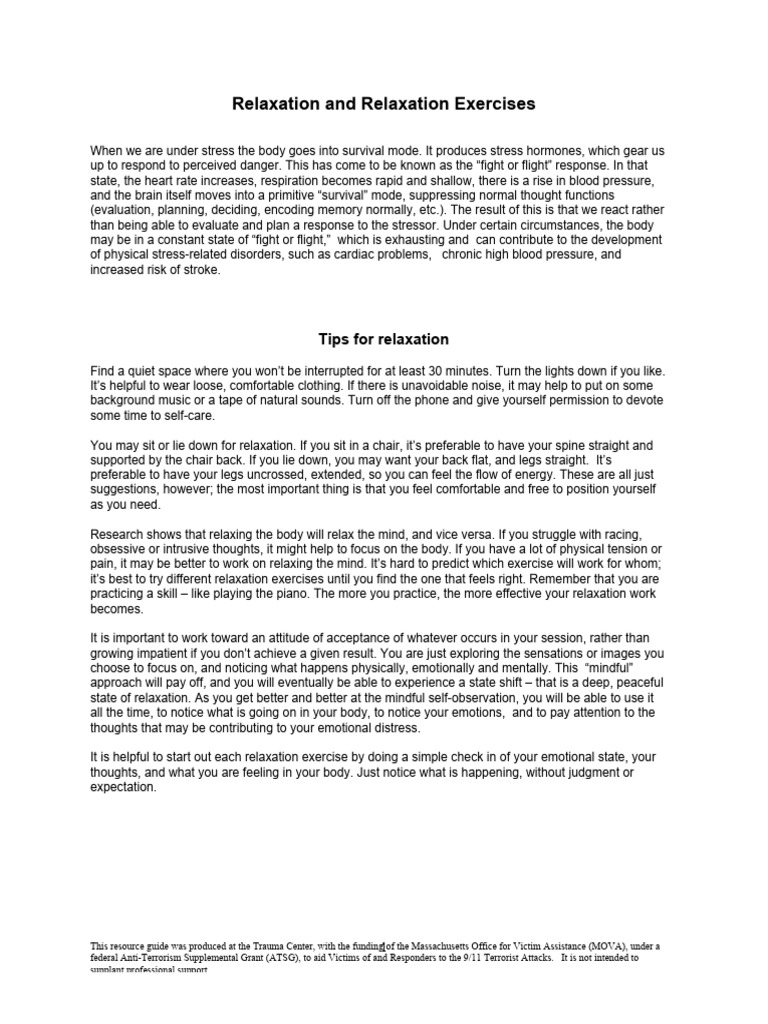 9/11 Stress Relief: Relaxation Guide | PDF
