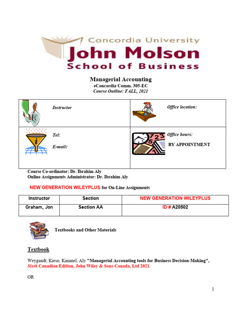 Course Outline Section AA-Graham-Jon | PDF | Management Accounting ...