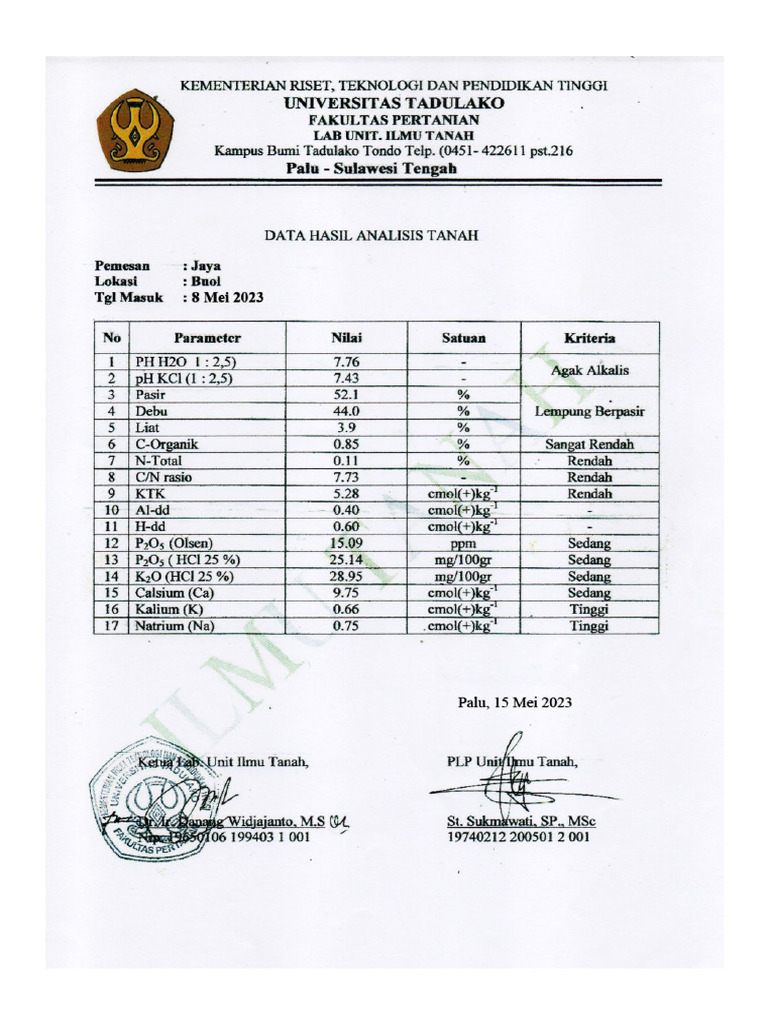 Sampel Tanah 102 | PDF