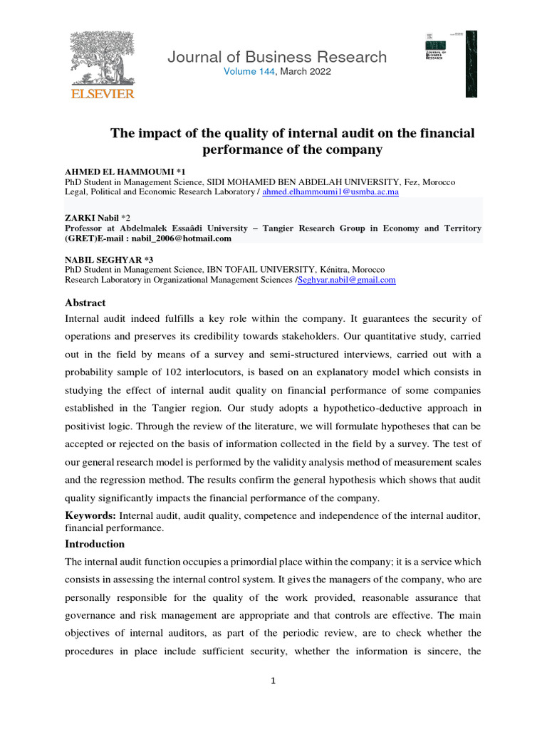 Impact of Internal Audit on Financial Performance | PDF