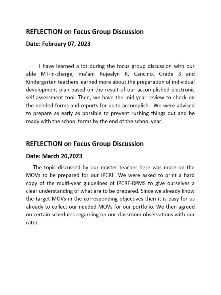 reflection-on-focus-group-discussion-pdf