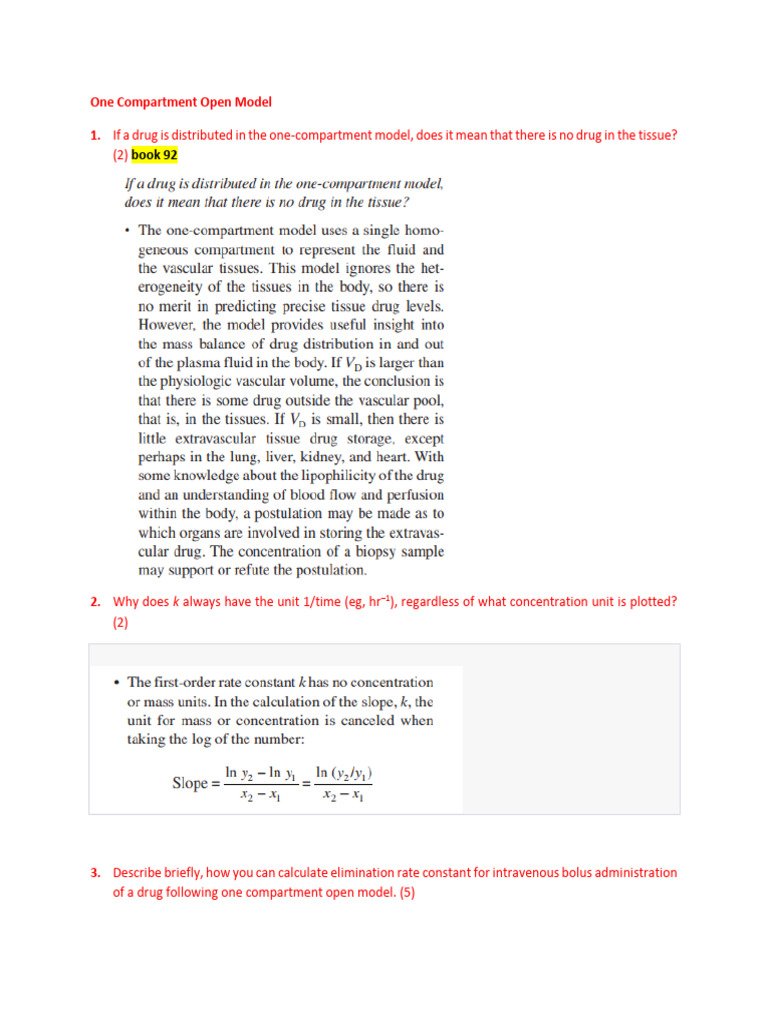 One Compartment Open Model | PDF | Science & Mathematics