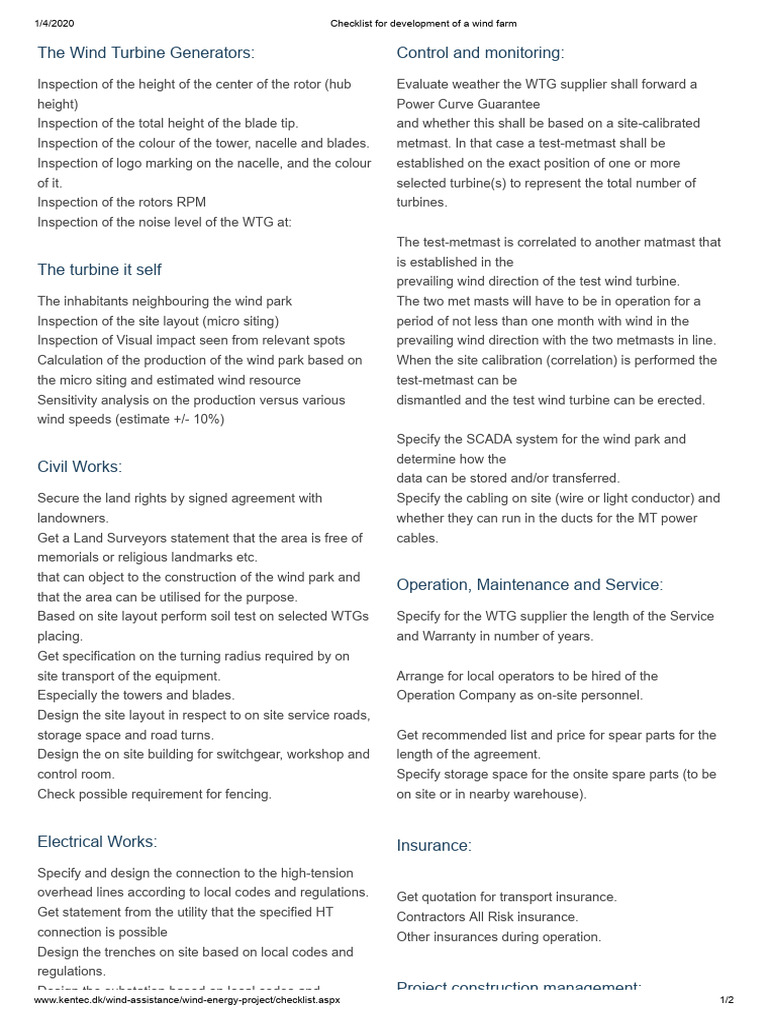 Wind Farm Development Checklist | PDF | Wind Turbine | Turbine