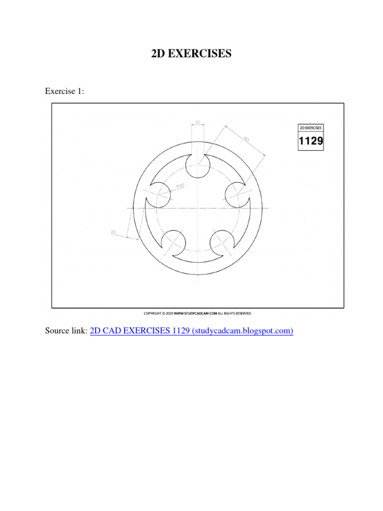 2D CAD Drawing Exercises Collection | PDF