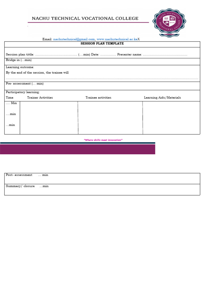 Session Plan Cbet 044255 Pdf