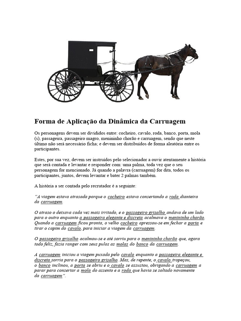 Dinâmica da Carruagem em Atividade | PDF | Poesia | Ficção Geral