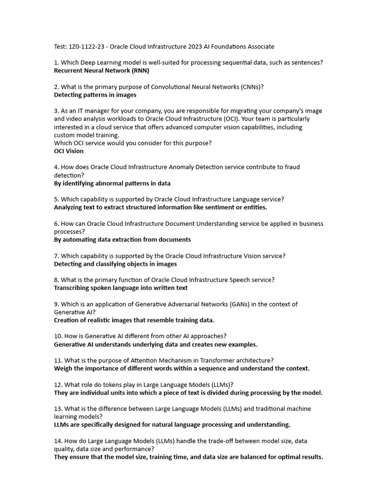 OCI - AITest | PDF