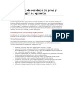 Tratamiento de Residuos de Pilas y Baterías Según Su Química