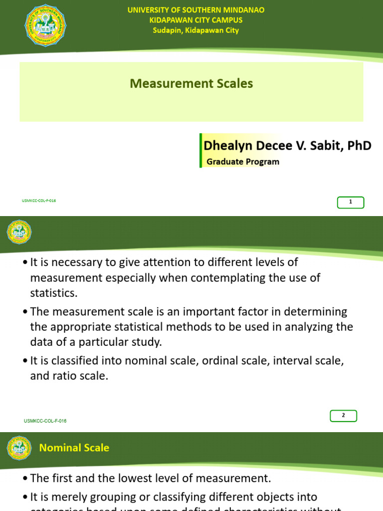 Measurement Scales PDF Level Of Measurement Statistical
