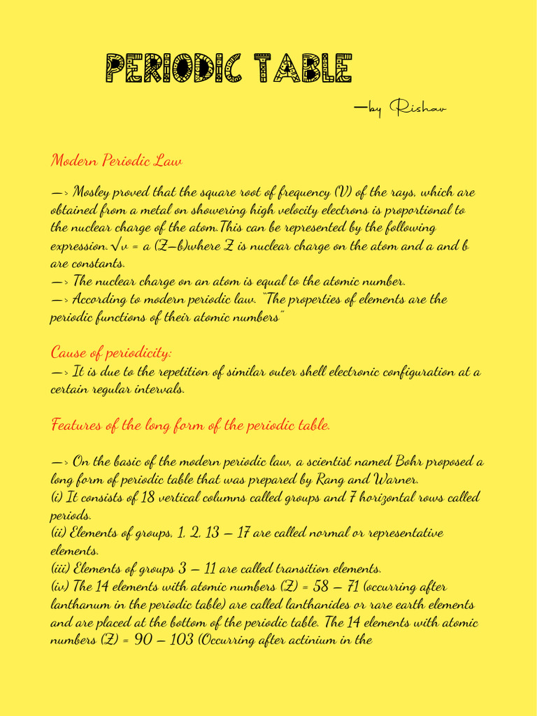 Periodic Table | PDF