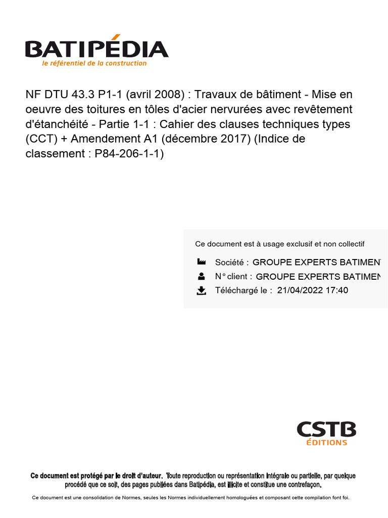 Dtu 43.3 P1.1 | PDF