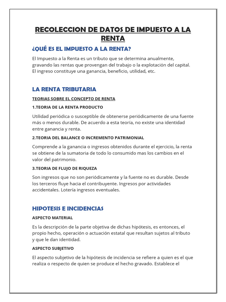 Trabajo de Campo - Semana 2 | PDF | Impuestos | Impuesto sobre la renta