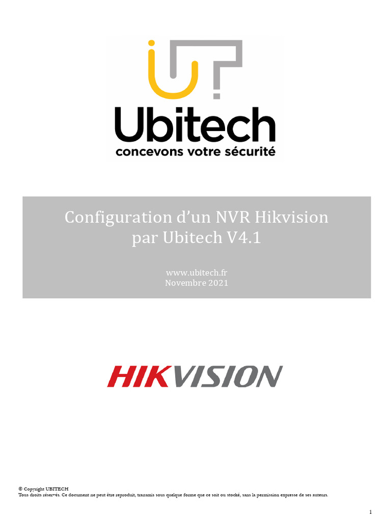 Configuration NVR Hikvision Par UBITECH V4-1 | PDF