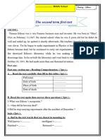 3Ms - Second Term Test One - Thomas Edison 201888