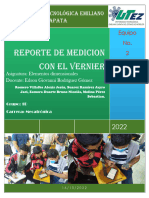 Reporte de Medicion Con El Vernier