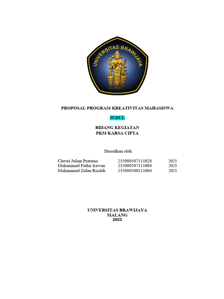 Proposal PKM Karsa Cipta 2023 | PDF